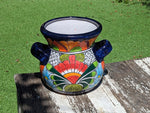 Colorful 10.5" Round Planter, Talavera Ceramic Flower Pot, Handmade Pottery, Outdoor Garden Decor, Indoor Home Decor, Unique Gift