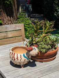 Ceramic Dog Planter, Flower Pot, Handmade Mexican Pottery from Atzompa, Mexico, Home Decor, Indoor or Outdoor Decor, Charming Plant Pot