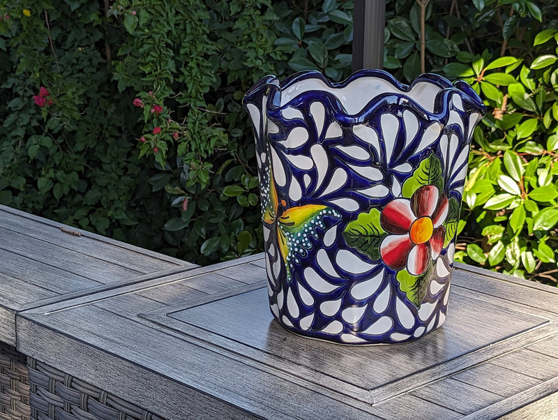 Talavera Flower Pot, Stunning Garden Decor & Yard Art, Ceramic Planter, Handmade Mexican Pottery, Eye-catching Porch Decor or Indoor Planter