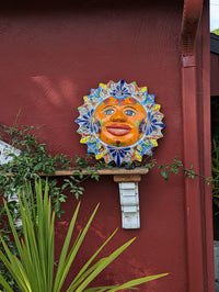 Talavera Sun Wall Art Decor, Ceramic Sun Figurine, Mexica Pottery, Outdoor Decor