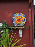 Talavera Sun Wall Art Decor, Ceramic Sun Figurine, Mexica Pottery, Outdoor Decor