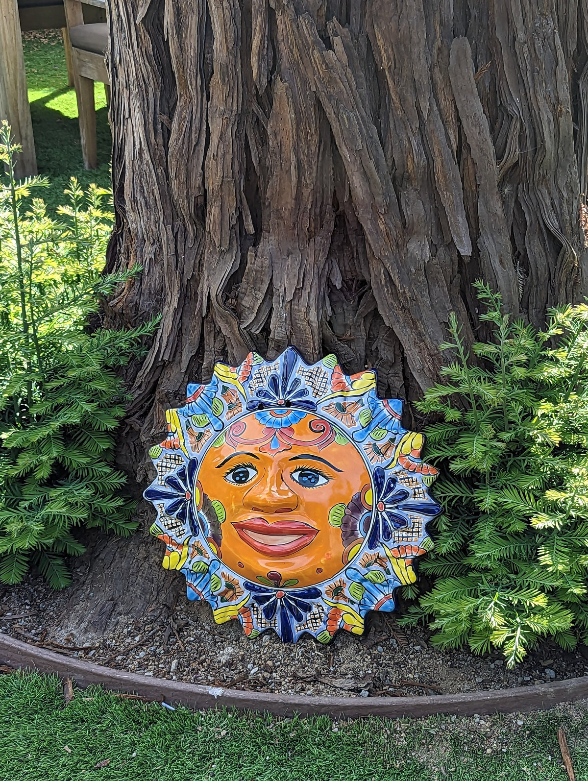 Talavera Sun Wall Art Decor, Ceramic Sun Figurine, Mexica Pottery, Outdoor Decor