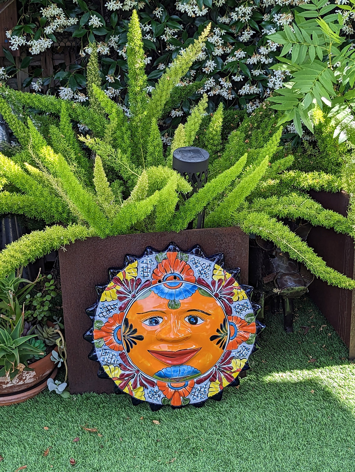 Talavera Sun Wall Art Decor, Ceramic Sun Figurine, Mexica Pottery, Outdoor Decor