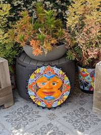 Talavera Sun Wall Art Decor, Ceramic Sun Figurine, Mexica Pottery, Outdoor Decor