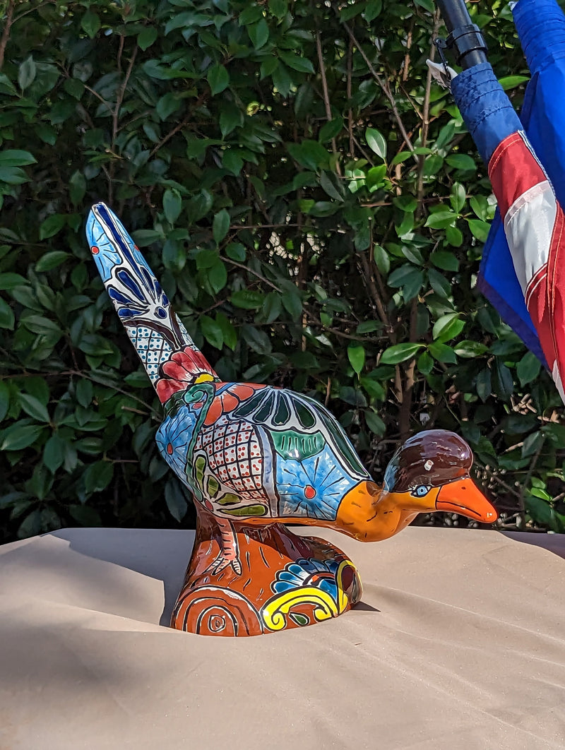 Roadrunner Yard Art, Colorful Bird Art, Talavera Roadrunner Metal Bird Decor, Metal Bird Ornament, Bird Statue Decor For Your Home Or Yard