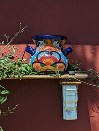 Colorful 10.5" Round Planter, Talavera Ceramic Flower Pot, Handmade Pottery, Outdoor Garden Decor, Indoor Home Decor, Unique Gift