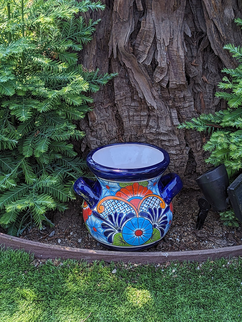 Colorful 10.5" Round Planter, Talavera Ceramic Flower Pot, Handmade Pottery, Outdoor Garden Decor, Indoor Home Decor, Unique Gift