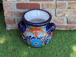 Colorful 10.5" Round Planter, Talavera Ceramic Flower Pot, Handmade Pottery, Outdoor Garden Decor, Indoor Home Decor, Unique Gift