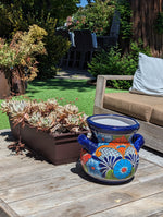 Colorful 10.5" Round Planter, Talavera Ceramic Flower Pot, Handmade Pottery, Outdoor Garden Decor, Indoor Home Decor, Unique Gift