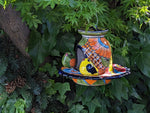 Ceramic Bird Feeder, Talavera Pottery, Decorative Outdoor Hanging Feeder Station w Chain, Handmade Mexican Pottery, Attract Wild Birds