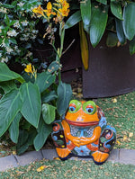 Frog Flower Pot, Colorful Ceramic Planter, Talavera Pottery, Indoor Outdoor Planter, Talavera Pot, Mexican Planter, Handmade Frog Pot, Large