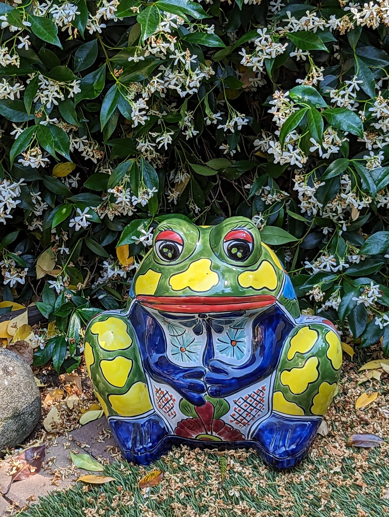 Frog Flower Pot, Colorful Ceramic Planter, Talavera Pottery, Indoor Outdoor Planter, Talavera Pot, Mexican Planter, Handmade Frog Pot, Large