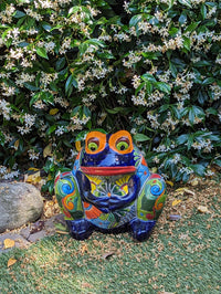 Frog Flower Pot, Colorful Ceramic Planter, Talavera Pottery, Indoor Outdoor Planter, Talavera Pot, Mexican Planter, Handmade Frog Pot, Large