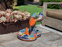 Talavera Rattlesnake Figurine, Ceramic Mexican Pottery, Snake Outdoor Decor and Garden Statue, Handmade in Mexico