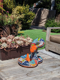 Talavera Rattlesnake Figurine, Ceramic Mexican Pottery, Snake Outdoor Decor and Garden Statue, Handmade in Mexico