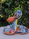 Talavera Rattlesnake Figurine, Ceramic Mexican Pottery, Snake Outdoor Decor and Garden Statue, Handmade in Mexico