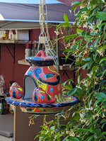 Ceramic Bird Feeder, Talavera Pottery, Decorative Outdoor Hanging Feeder Station w Chain, Handmade Mexican Pottery, Attract Wild Birds