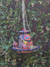 Ceramic Bird Feeder, Talavera Pottery, Decorative Outdoor Hanging Feeder Station w Chain, Handmade Mexican Pottery, Attract Wild Birds