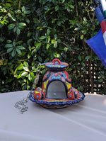 Ceramic Bird Feeder, Talavera Pottery, Decorative Outdoor Hanging Feeder Station w Chain, Handmade Mexican Pottery, Attract Wild Birds