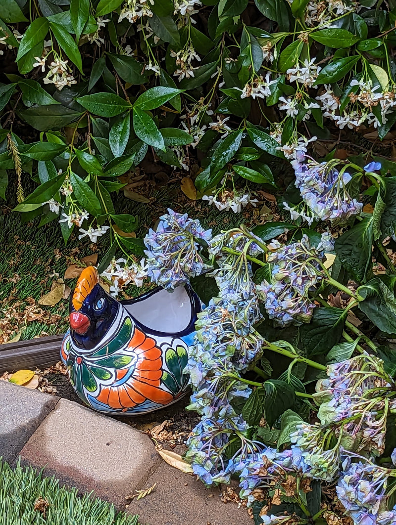 Chicken Flower Pot, Ceramic Talavera Planter, Handmade Mexican Pottery, Indoor Planter, Outdoor Pot, Colorful Home Decor, Small Planter Pot