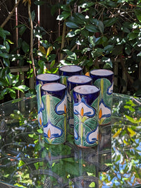 Six Talavera Ceramic Glasses, Handmade Talavera Pottery, Ceramic Water Glasses, Ceramic Kitchen Cupps, Mexican Pottery