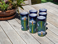Six Talavera Ceramic Glasses, Handmade Talavera Pottery, Ceramic Water Glasses, Ceramic Kitchen Cupps, Mexican Pottery