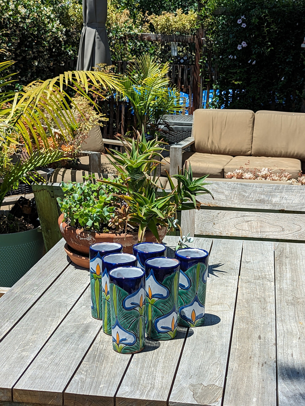 Six Talavera Ceramic Glasses, Handmade Talavera Pottery, Ceramic Water Glasses, Ceramic Kitchen Cupps, Mexican Pottery