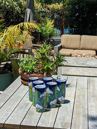 Six Talavera Ceramic Glasses, Handmade Talavera Pottery, Ceramic Water Glasses, Ceramic Kitchen Cupps, Mexican Pottery