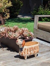 Ceramic Dog Planter, Flower Pot, Handmade Mexican Pottery from Atzompa, Mexico, Home Decor, Indoor or Outdoor Decor, Charming Plant Pot