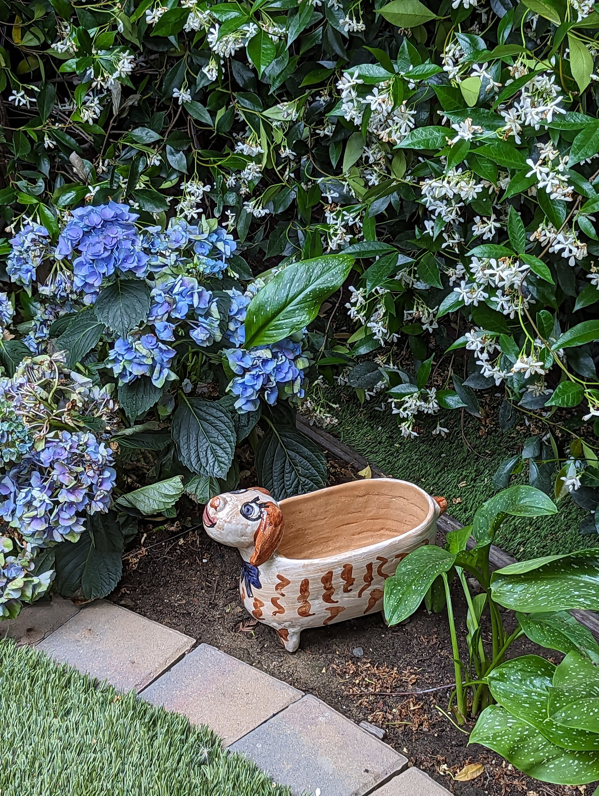 Ceramic Dog Planter, Flower Pot, Handmade Mexican Pottery from Atzompa, Mexico, Home Decor, Indoor or Outdoor Decor, Charming Plant Pot