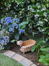 Ceramic Dog Planter, Flower Pot, Handmade Mexican Pottery from Atzompa, Mexico, Home Decor, Indoor or Outdoor Decor, Charming Plant Pot