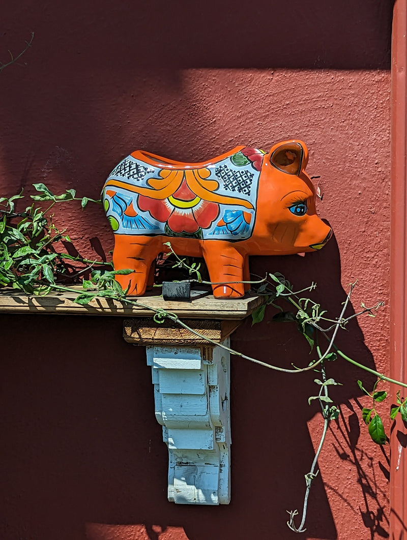 Ceramic Planter, Cute Pig Flower Pot, Pig Decor, Flower Pots Outdoor, Talavera Pottery, Handmade, Cute Pig Gift, Ceramic Pig Figurine