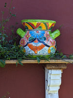Dazzling 10.5" Round Planter, Talavera Ceramic Flower Pot, Handmade Pottery, Outdoor Garden Decor, Indoor Home Decor, Unique Gift