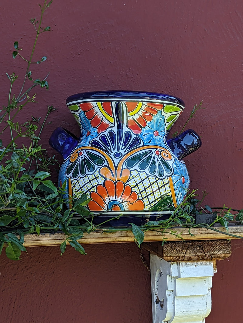 Gorgeous 10.5" Round Planter, Talavera Ceramic Flower Pot, Handmade Pottery, Outdoor Garden Decor, Indoor Home Decor, Unique Gift