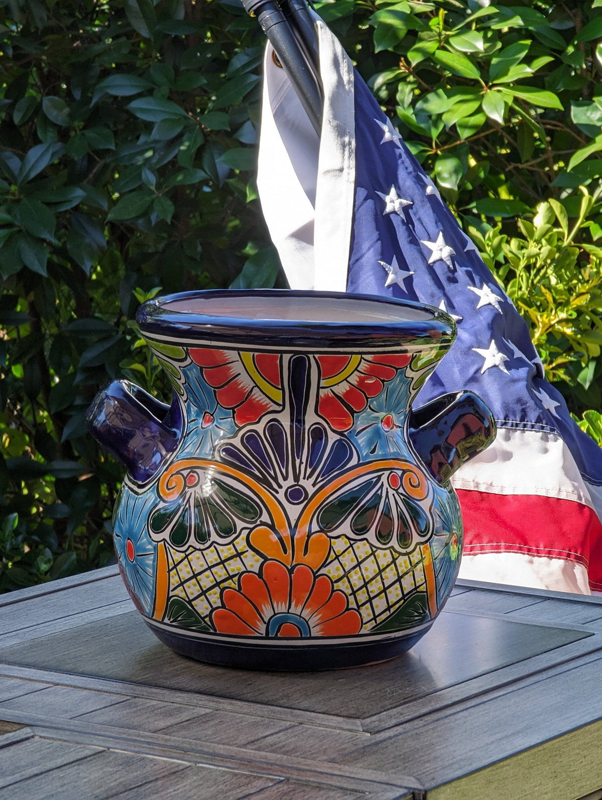 Gorgeous 10.5" Round Planter, Talavera Ceramic Flower Pot, Handmade Pottery, Outdoor Garden Decor, Indoor Home Decor, Unique Gift