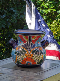 Gorgeous 10.5" Round Planter, Talavera Ceramic Flower Pot, Handmade Pottery, Outdoor Garden Decor, Indoor Home Decor, Unique Gift