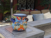 Gorgeous 10.5" Round Planter, Talavera Ceramic Flower Pot, Handmade Pottery, Outdoor Garden Decor, Indoor Home Decor, Unique Gift