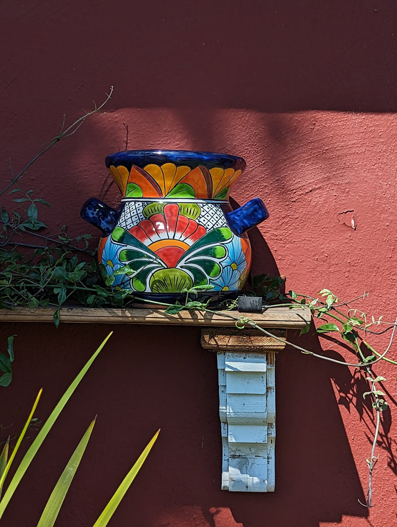 Colorful 10.5" Round Planter, Talavera Ceramic Flower Pot, Handmade Pottery, Outdoor Garden Decor, Indoor Home Decor, Unique Gift