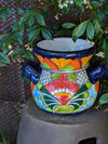 Colorful 10.5" Round Planter, Talavera Ceramic Flower Pot, Handmade Pottery, Outdoor Garden Decor, Indoor Home Decor, Unique Gift