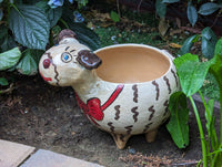 Ceramic Dog Planter, Flower Pot, Handmade Mexican Pottery from Atzompa, Mexico, Home Decor, Indoor or Outdoor Decor, Charming Plant Pot