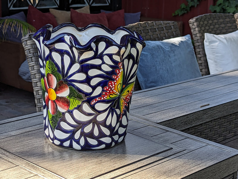 Talavera Flower Pot, Stunning Garden Decor & Yard Art, Ceramic Planter, Handmade Mexican Pottery, Eye-catching Porch Decor or Indoor Planter