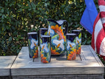 Talavera Ceramic Pitcher & Six Glasses, Handmade Mexican Pottery, Ceramic Water Pitcher Set for the Kitchen or Dining Room or Outdoor Picnic