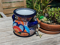 Colorful 10.5" Round Planter, Talavera Ceramic Flower Pot, Handmade Pottery, Outdoor Garden Decor, Indoor Home Decor, Unique Gift