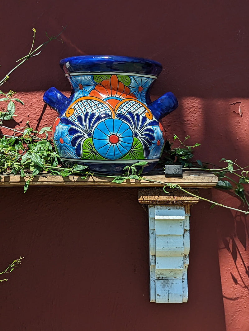 Colorful 10.5" Round Planter, Talavera Ceramic Flower Pot, Handmade Pottery, Outdoor Garden Decor, Indoor Home Decor, Unique Gift