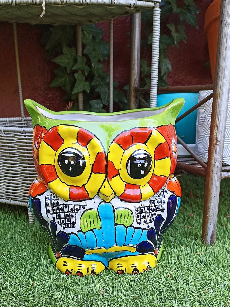 Talavera Owl Flower Pot, Ceramic Planter, Handmade Talavera Pottery, Garden Decor, Outdoor Decorations, Indoor Home Decor, Cute Owl Gifts