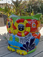 Talavera Owl Flower Pot, Ceramic Planter, Handmade Talavera Pottery, Garden Decor, Outdoor Decorations, Indoor Home Decor, Cute Owl Gifts