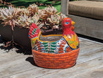 Talavera Chicken Ceramic Planter & Colorful Flower Pot, Handmade Outdoor Yard Decor or Indoor Plant Pot, Colorful Mexican Garden Decor