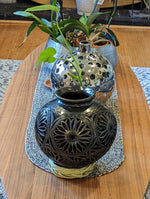 Decorative Centerpiece, Stunning Dried Flower Vase Black Pottery Home Decor, Handmade Mexican Pottery of San Bartolo, Oaxaca, Indoor Decor