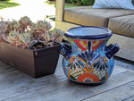 Gorgeous 10.5" Round Planter, Talavera Ceramic Flower Pot, Handmade Pottery, Outdoor Garden Decor, Indoor Home Decor, Unique Gift