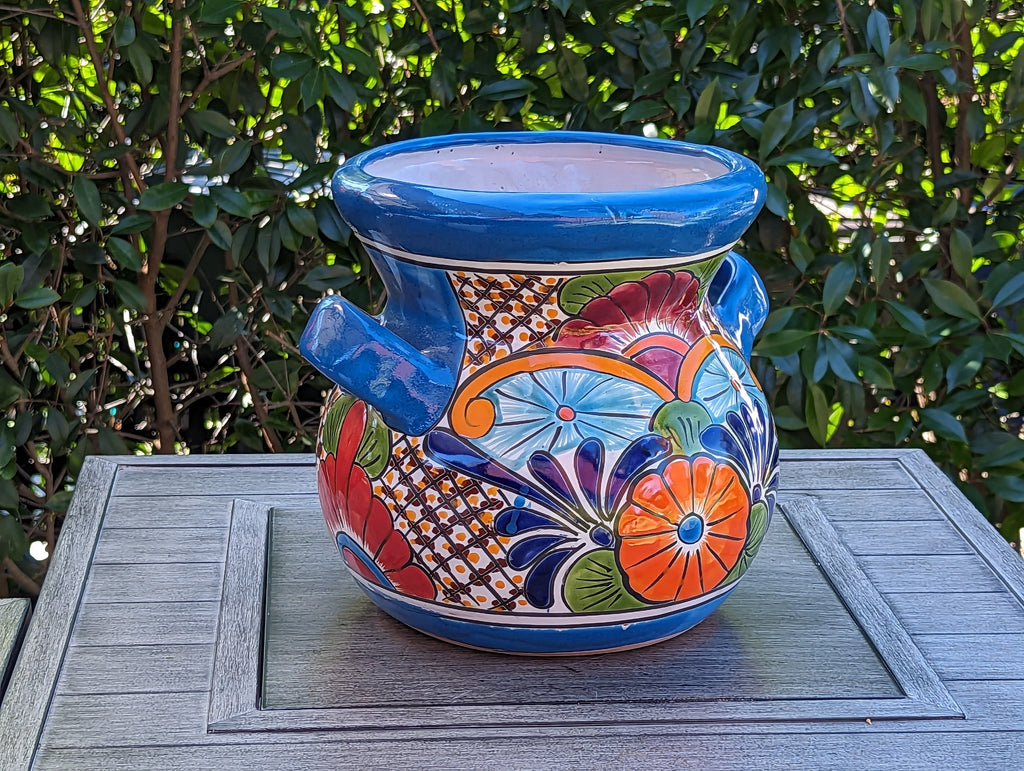 Radiant 10.5" Round Planter, Talavera Ceramic Flower Pot, Handmade Pottery, Outdoor Garden Decor, Indoor Home Decor, Unique Gift